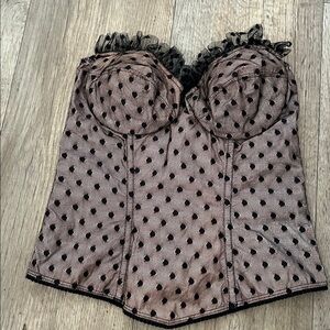 Vintage Elegant Corset Bustier Black Polka Dot Blush Corset Josie. size 34/36 B